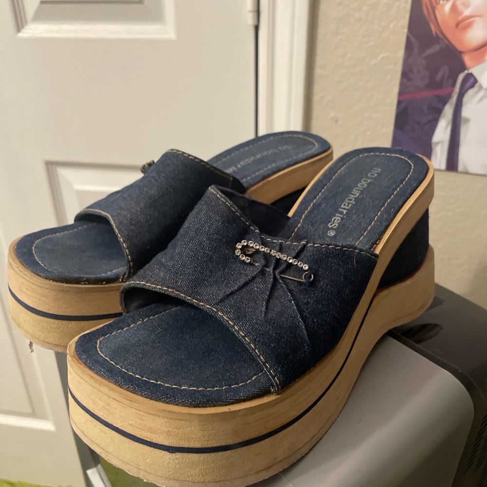 No boundaries platform denim sandals
